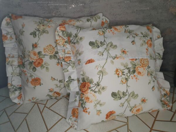 🌹🍃Komplet 2 szt poszewki 40x40 cm falbanką, róże, vintage 100% bawełna, HandmadebyAmia