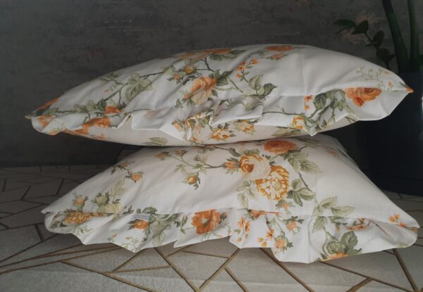 🌹🍃Komplet 2 szt poszewki 40x40 cm falbanką, róże, vintage 100% bawełna, HandmadebyAmia