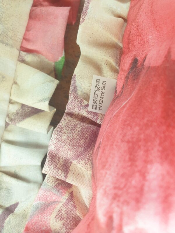 🌸Komplet 2 szt poszewki 40x40 cm falbanka kwiaty beżowo-różowe vintage 100% bawełna HandmadebyAmia