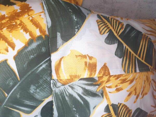 🍂🍃Komplet 2 szt poszewki 40x40 cm liście tropikalne złoto szare 100% bawełna HandmadebyAmia