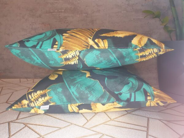 🍃🍂Komplet 2 szt poszewki 40x40 cm liście tropikalne czarne złote zielone 100% bawełna HandmadebyAmia