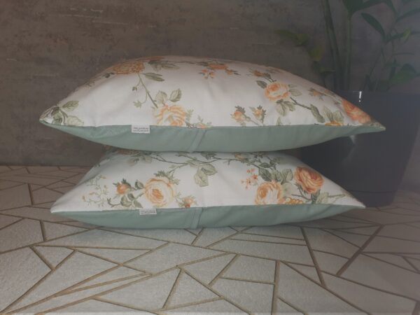 🏵️🌿Komplet 2 szt poszewki 40x40 cm złociste różyczki Vintage 100% bawełna HandmadebyAmia