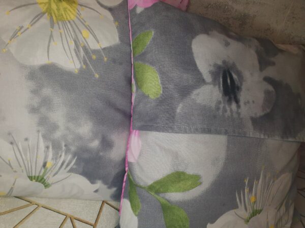 🌸🏵️Komplet 2 szt poszewki 40x40 kwiaty  szaro-różowe 100% bawełna HandmadebyAmia