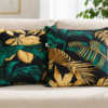 Poszewki 40x40 bawełna liście tropikalne czarne złote zielone urban jungle | HandmadebyAmia