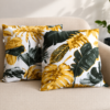 Poszewki 40x40 bawełna liście tropikalne złoto szare urban jungle | HandmadebyAmia