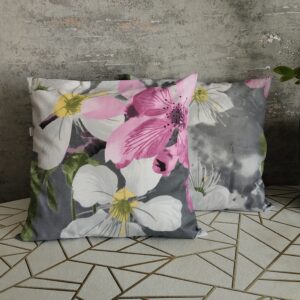 🌸🏵️Komplet 2 szt poszewki 40x40 kwiaty  szaro-różowe 100% bawełna HandmadebyAmia