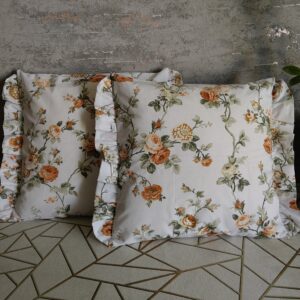🌹🍃Komplet 2 szt poszewki 40x40 cm falbanką, róże, vintage 100% bawełna, HandmadebyAmia