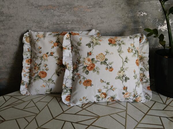 🌹🍃Komplet 2 szt poszewki 40x40 cm falbanką, róże, vintage 100% bawełna, HandmadebyAmia