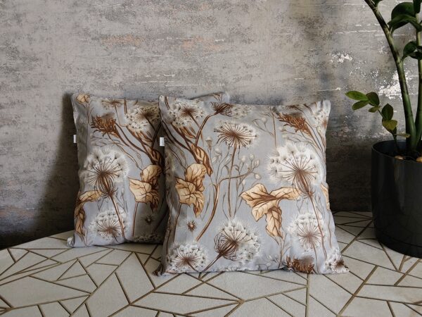 Komplet 2 szt poszewki 40x40 dmuchawce na szarym tle 100% bawełna HandmadebyAmia