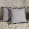 Komplet 2 szt poszewki 40x40 szare z pomponami 100% bawełna HandmadebyAmia