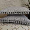 Komplet 2 szt poszewki 40x40 szare z pomponami 100% bawełna HandmadebyAmia