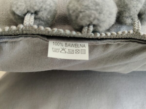 Komplet 2 szt poszewki 40x40 szare z pomponami 100% bawełna HandmadebyAmia