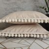 Komplet 2 szt poszewki 40x40 beżowe z pomponami 100% bawełna HandmadebyAmia