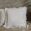Komplet 2 szt poszewki 40x40 białe z pomponami 100% bawełna HandmadebyAmia