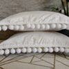 Komplet 2 szt poszewki 40x40 białe z pomponami 100% bawełna HandmadebyAmia