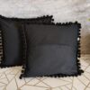 Komplet 2 szt poszewki 40x40 czarne z pomponami 100% bawełna HandmadebyAmia