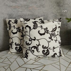 Komplet 2 szt poszewki 40x40 brąz ecru ornament 100% bawełna HandmadebyAmia