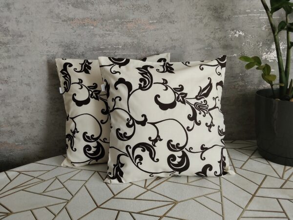 Komplet 2 szt poszewki 40x40 brąz ecru ornament 100% bawełna HandmadebyAmia