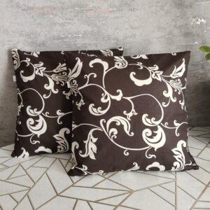 Komplet 2 szt poszewki 40x40 brązowe ornament ecru 100% bawełna HandmadebyAmia