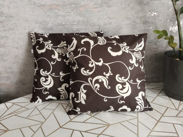 Komplet 2 szt poszewki 40x40 brązowe ornament ecru 100% bawełna HandmadebyAmia