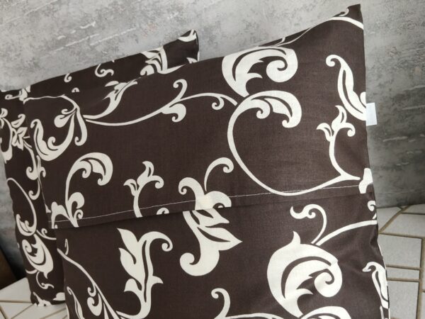Komplet 2 szt poszewki 40x40 brązowe ornament ecru 100% bawełna HandmadebyAmia