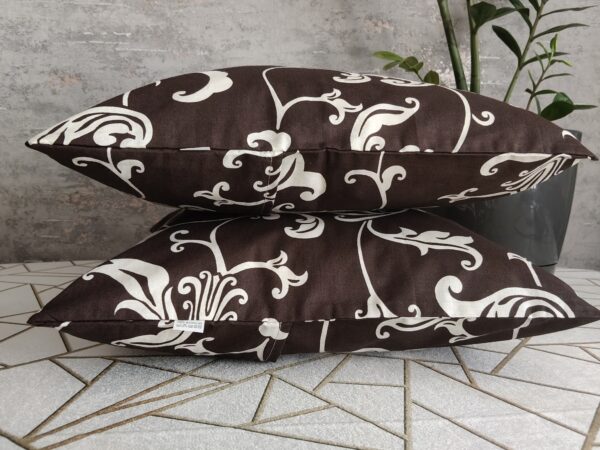 Komplet 2 szt poszewki 40x40 brązowe ornament ecru 100% bawełna HandmadebyAmia