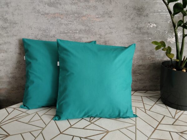 Komplet 2 szt poszewki 40x40 turkusowe jednokolorowe 100% bawełna HandmadebyAmia