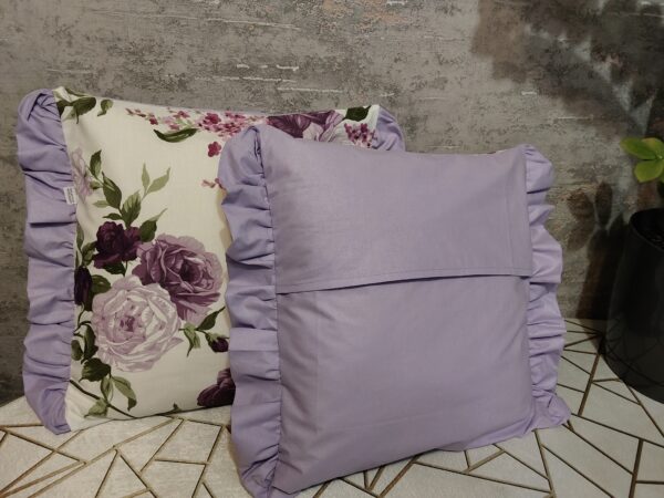 🪻💜Komplet 2 szt poszewki 40x40 kwiatowe fioletowe falbanka 100% bawełna HandmadebyAmia