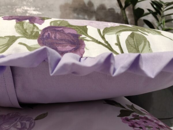 🪻💜Komplet 2 szt poszewki 40x40 kwiatowe fioletowe falbanka 100% bawełna HandmadebyAmia