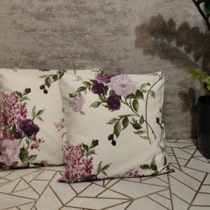 💜Komplet 2 szt poszewki 40x40 kwiatowe fioletowe róże 100% bawełna HandmadebyAmia
