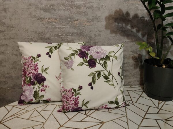 💜Komplet 2 szt poszewki 40x40 kwiatowe fioletowe róże 100% bawełna HandmadebyAmia