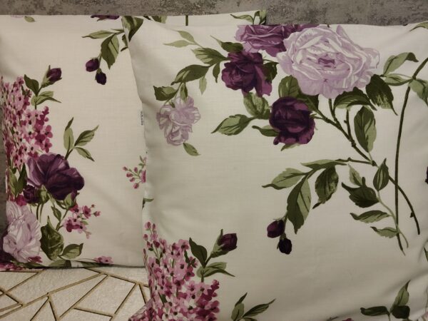 💜Komplet 2 szt poszewki 40x40 kwiatowe fioletowe róże 100% bawełna HandmadebyAmia