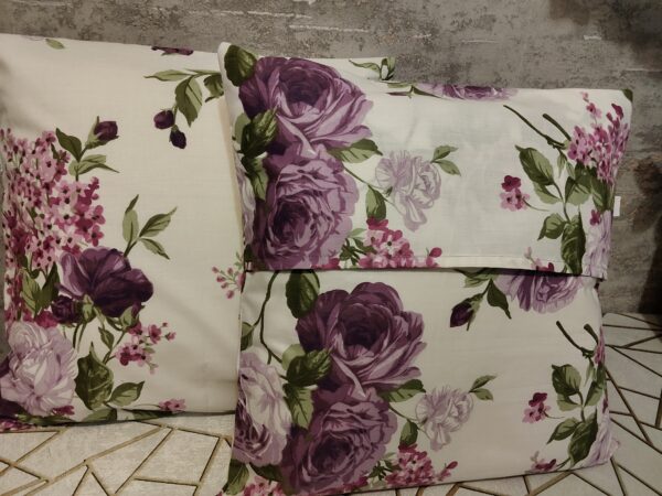 💜Komplet 2 szt poszewki 40x40 kwiatowe fioletowe róże 100% bawełna HandmadebyAmia