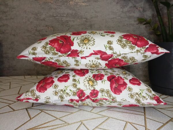 🌸Komplet🌸 2 szt poszewki 40x40 cm maki czerwone kwiaty 100% bawełna HandmadebyAmia