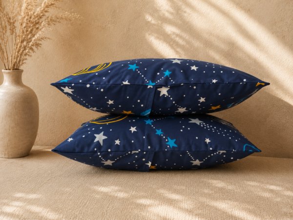 Poszewki 40x40 bawełna – kosmos gwiazdy planety granatowe | HandmadebyAmia