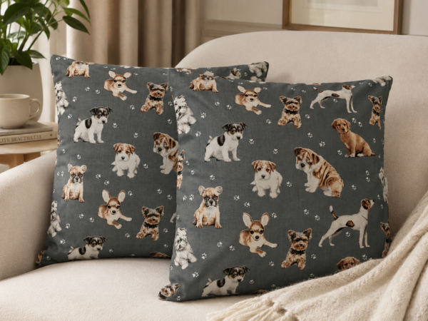 Poszewki 40x40 bawełna – pieski szare dla miłośników psów | HandmadebyAmia