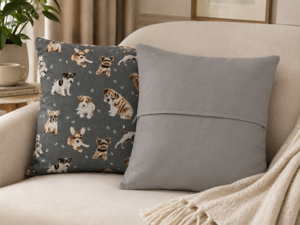 Poszewki 40x40 bawełna – pieski szare dla miłośników psów | HandmadebyAmia
