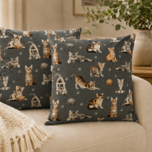 Poszewki 40x40 bawełna – koty szare dla miłośników kotów | HandmadebyAmia