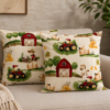 Poszewki 40x40 bawełna – farma traktor zwierzęta dziecięce | HandmadebyAmia