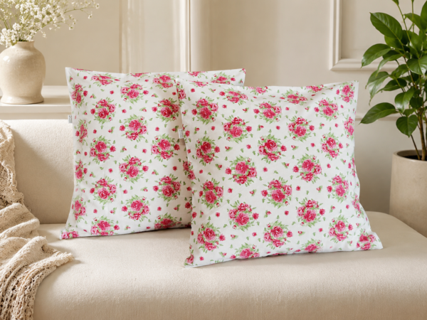 Poszewki 40x40 bawełna – róże vintage białe shabby chic | HandmadebyAmia