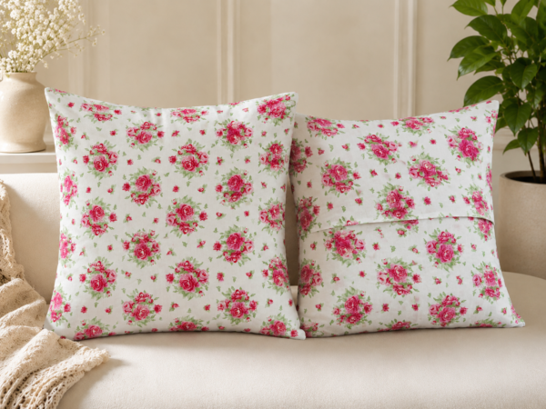 Poszewki 40x40 bawełna – róże vintage białe shabby chic | HandmadebyAmia