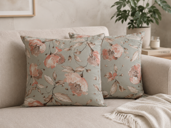Poszewki 40x40 bawełna – kwiaty szare eleganckie boho | HandmadebyAmia