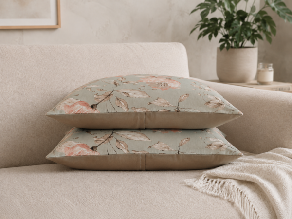 Poszewki 40x40 bawełna – kwiaty szare eleganckie boho | HandmadebyAmia