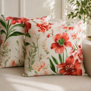 Poszewki 40x40 bawełna – czerwone kwiaty eleganckie | HandmadebyAmia