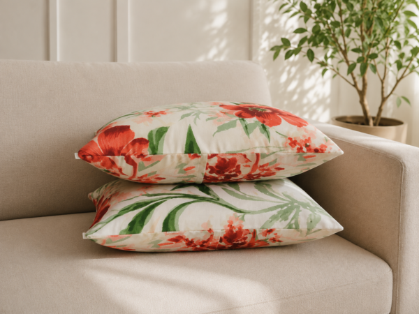 Poszewki 40x40 bawełna – czerwone kwiaty eleganckie | HandmadebyAmia
