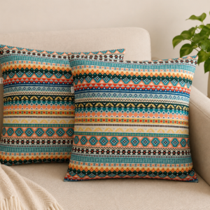 Poszewki 40x40 bawełna – boho etno geometryczne kolorowe | HandmadebyAmia