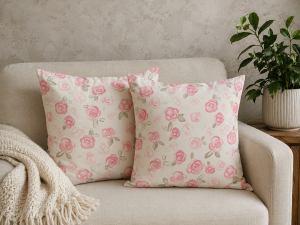 Poszewki 40x40 bawełna – pastelowe róże jasne vintage | HandmadebyAmia