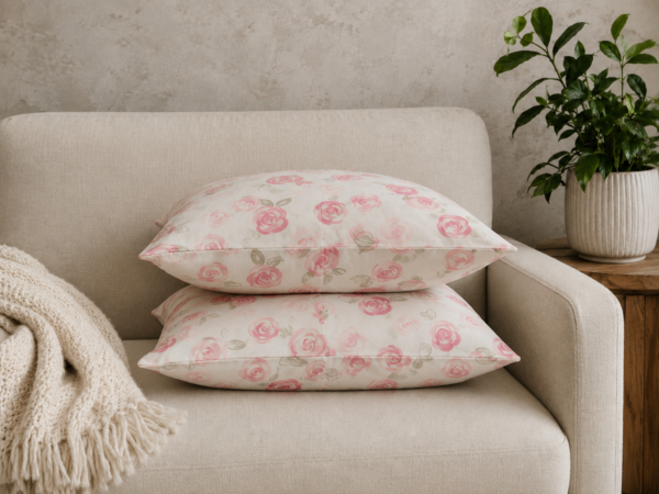 Poszewki 40x40 bawełna – pastelowe róże jasne vintage | HandmadebyAmia