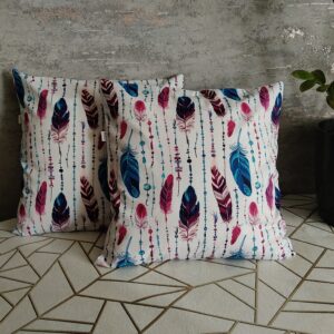 🪶🪶Komplet 2 szt poszewki 40x40 cm pióra boho kolorowe  100% bawełna HandmadebyAmia