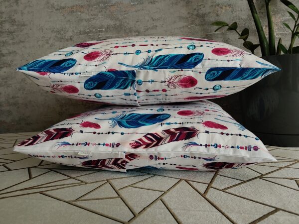 🪶🪶Komplet 2 szt poszewki 40x40 cm pióra boho kolorowe  100% bawełna HandmadebyAmia
